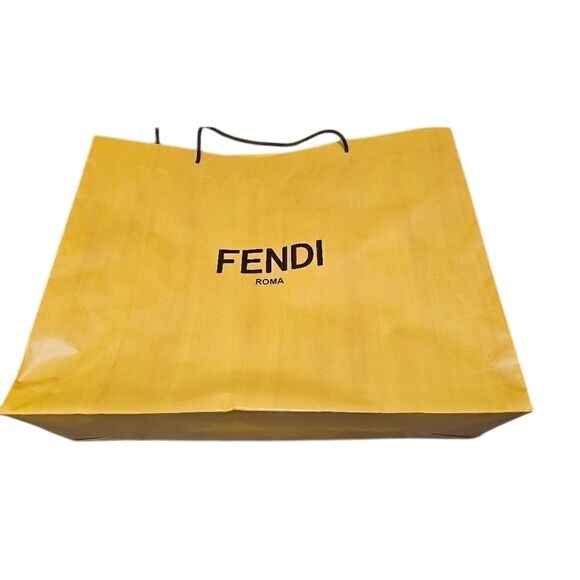 Fendi Roma Shopping XL Gift Bag Yellow Authentic Designer‎ Paper - Picture 1 of 5